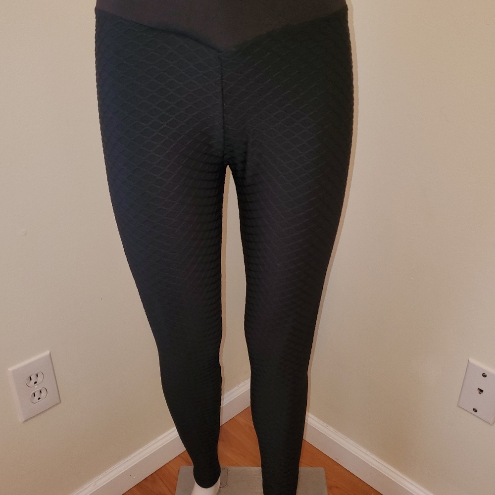 Sexy HoneyComb Runched Butt Booty Boost Leggings L - Picture 3 of 3